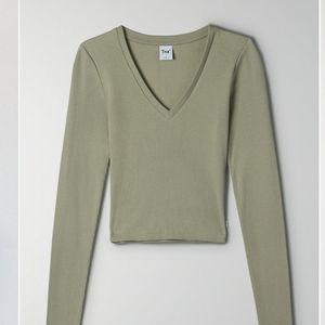 WHITE- Aritzia TNA penman longsleeve shirt